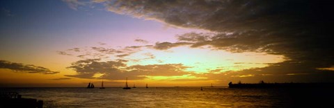 Framed Key West Sea at Sunset, Monroe County, Florida Print