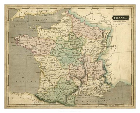 Framed Thomson&#39;s Map of France Print