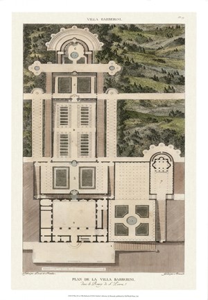 Framed Plan De La Villa Barberini Print