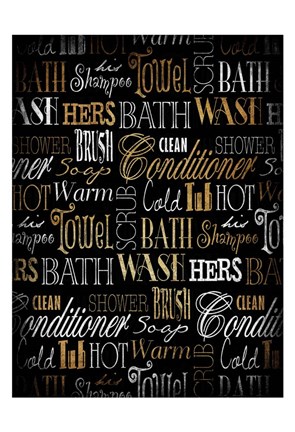 Framed Bath Typography Gold Print