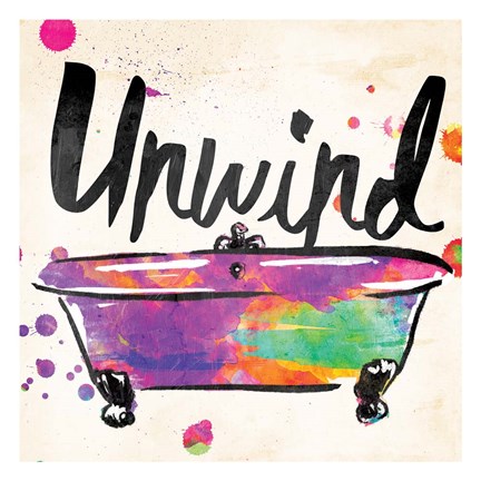 Framed Unwind Colorful Bath Print