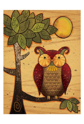 Framed Texture Owls 01 Print