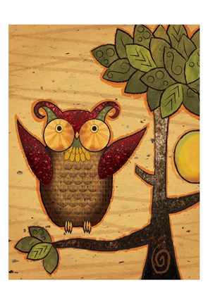 Framed Texture Owls 02 Print