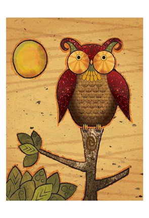 Framed Texture Owls 03 Print
