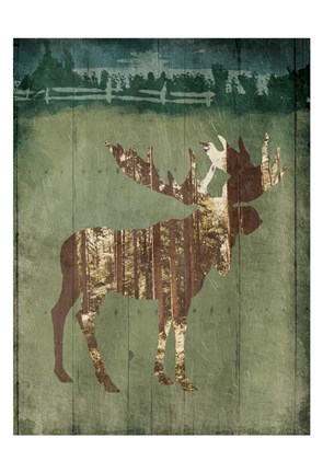 Framed Moose In The Field Print