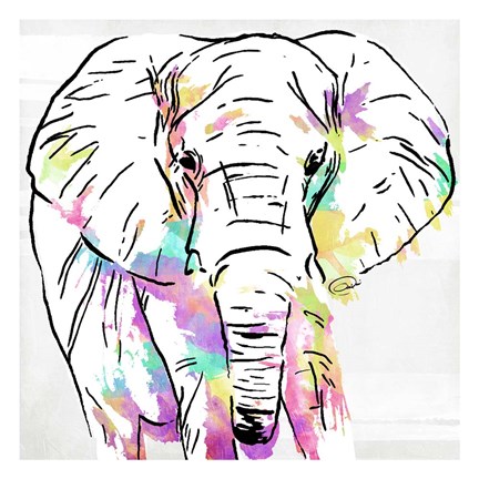 Framed Elephant Head Colorful Print