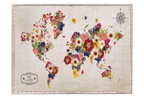 Framed Floral Map Print