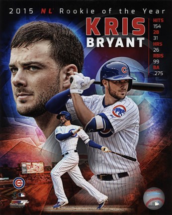 Framed Kris Bryant 2015 National League Rookie of the Year Portrait Plus Print