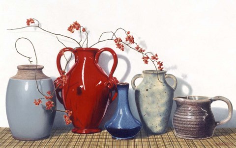 Framed Vases And Vines Print