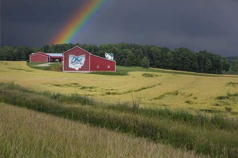Framed Ohio Farm Rainbow Print