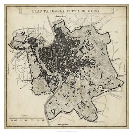 Framed City Plan of Rome Print