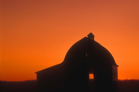 Framed Shadowed Building Against Gorgeous Sunset Print