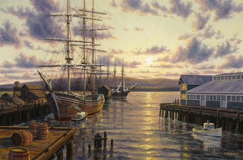 Framed Harbor Sunset Print