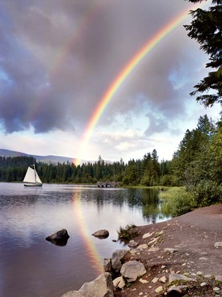 Framed Sailing Under Rainbows, Oregon 97 Print