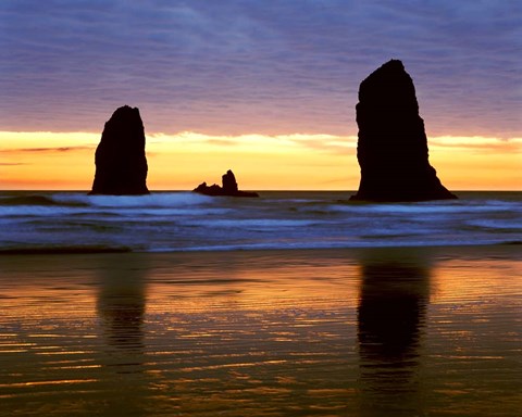 Framed Canyon Beach Sunset, Cannon Beach, Oregon 02 Print