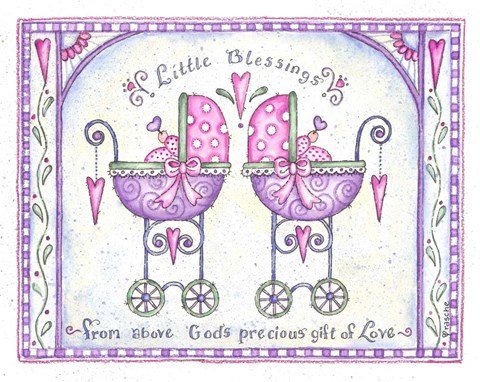 Framed Twin Baby Carriages Print