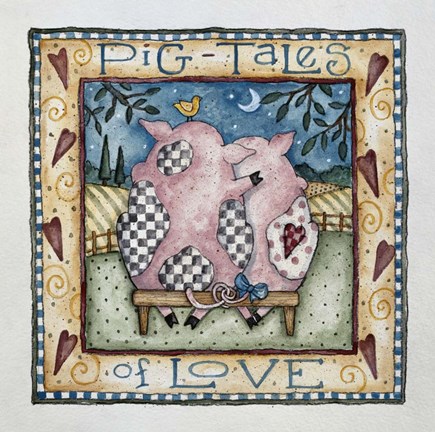 Framed Pig-Tales Of Love Print