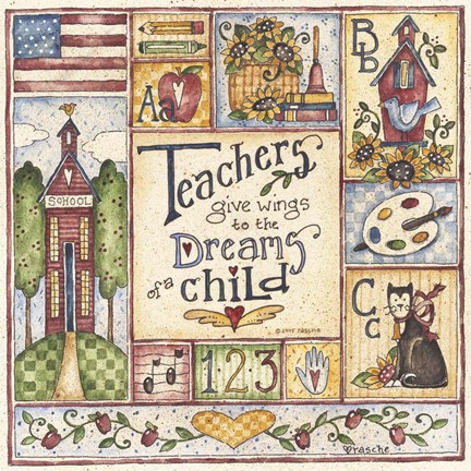 Framed Teachers Give Wings To The Dreams Of A Child Print