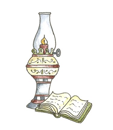 Framed School Lamp &amp; Book Print