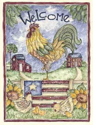 Framed Welcome Rooster Print