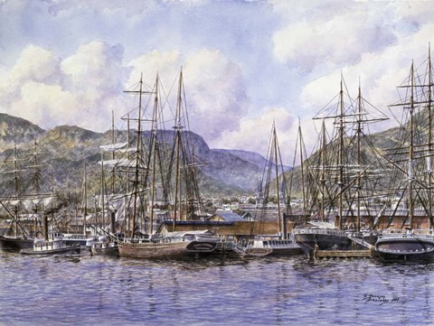 Framed Honolulu Harbor, c.1898 Print