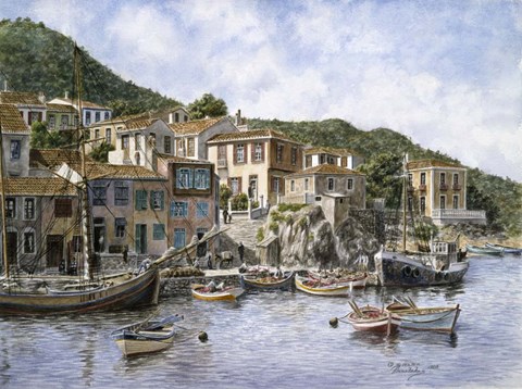 Framed Kokkari Samos, Greece, Fisherman&#39;s Corner Print