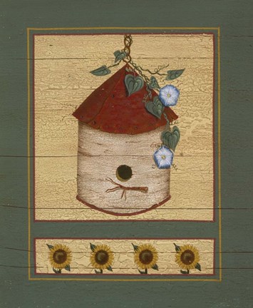 Framed Birch Birdhouse Print