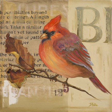 Framed Red Love Birds I Print