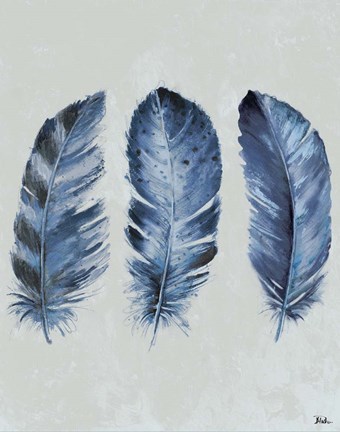 Framed Indigo Blue Feathers II Print