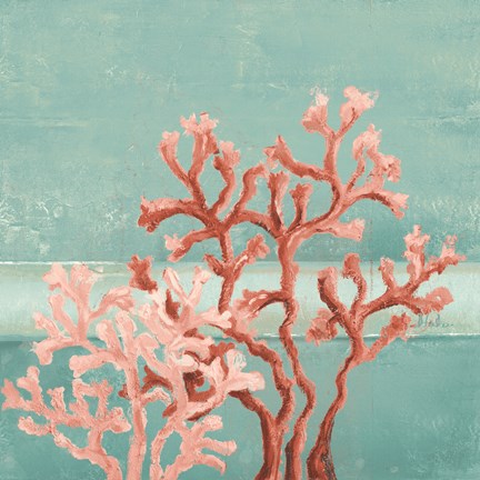 Framed Teal Coral Reef II Print