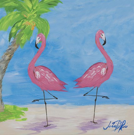 Framed Fancy Flamingos IV Print