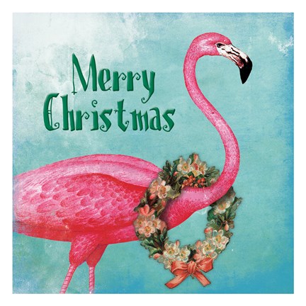 Framed Christmas Flamingo Text Print