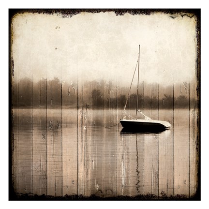 Framed Misty Morning Boat Print