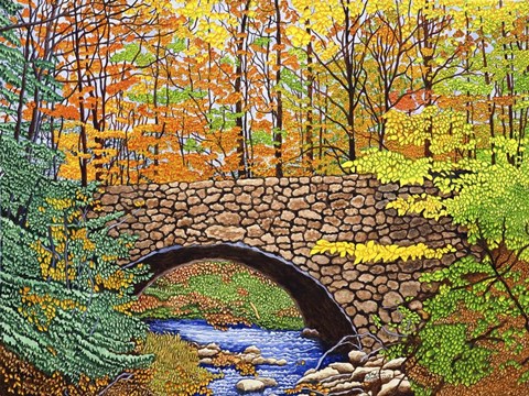 Framed Stone Bridge, Allegany State Park, Ny Print