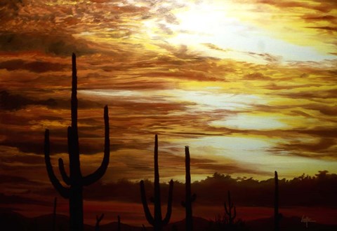 Framed Cactus Sunset Print