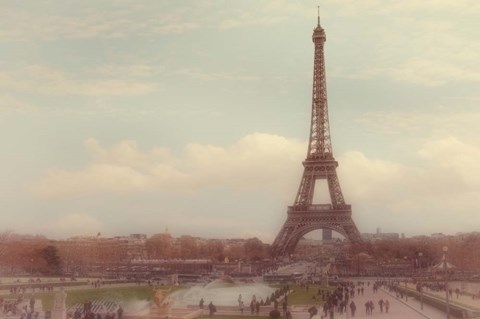 Framed Eiffel Tower behind Jardin du Trocadero Print