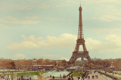 Framed Eiffel Tower with Jardin du Trocadero Print