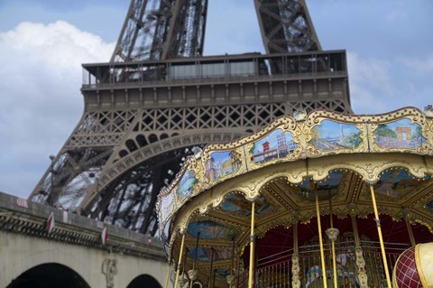Framed Eiffel Tower with Paris Carousel Print