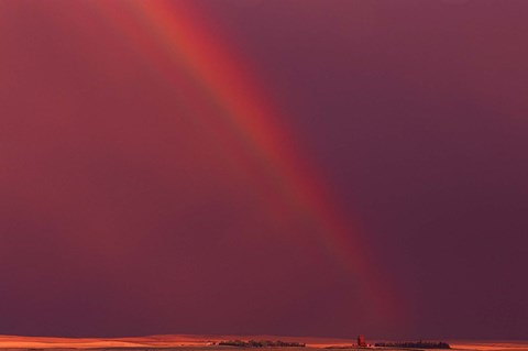 Framed Rainbow in Red Sky Print