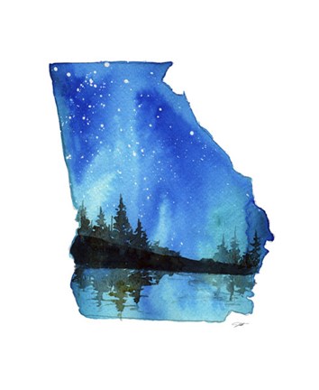 Framed Georgia State Watercolor Print