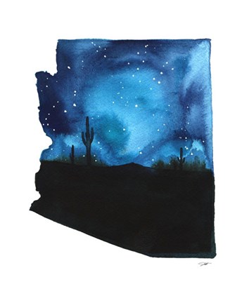 Framed Arizona State Watercolor Print