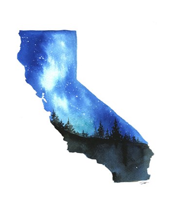 Framed California State Watercolor Print