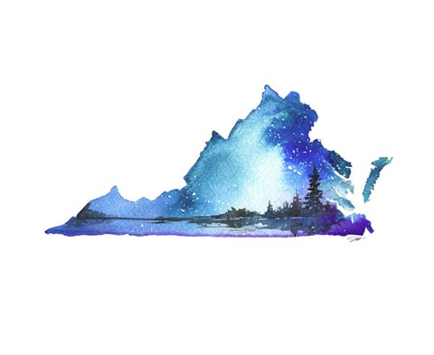Framed Virginia State Watercolor Print