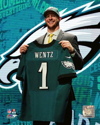 Framed Carson Wentz 2016 NFL Draft #2 Draft Pick Print