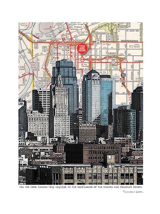 Framed Kansas City Skyline Print