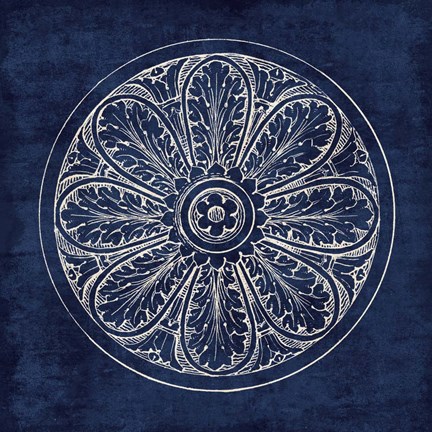 Framed Rosette VIII Indigo Print