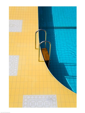 Framed High angle view of a swimming pool ladder, Banderas Bay, Puerto Vallarta, Jalisco, Mexico Print