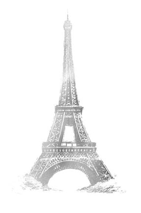 Framed Silver Foil Eiffel Tower - Metallic Foil Print