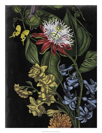 Framed Dark Floral III Print
