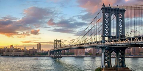 Framed Manhattan Bridge at Sunset, NYC Print